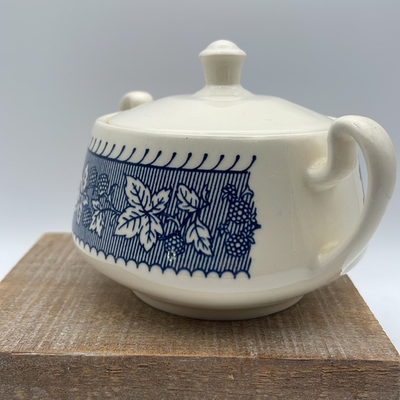 Homer Laughlin Shakespeare Country Blue Sugar Bowl with‎ Lid - Picture 5 of 8